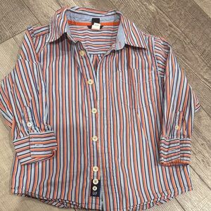 GAP Kids Button-Down Shirt - Blue and Orange Stripes